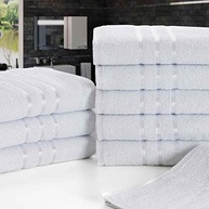 Kit 6 Toalhas de Rosto Branca Hotel Macia Felpuda - Costura Dupla Reforçada - imagem 5