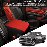 Capa de Console Central em Couro Premium para Dodge RAM 1500/2500/3500 (2019-2023) - Proteção e Estilo Vermelho com Preto - imagem 3