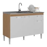 Balcão de Cozinha Paris 120cm com Acabamento Rustic e Branco - Design Moderno e Funcional - imagem 2