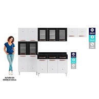 Cozinha Completa Mirage New 14 Portas 2 Gavetas 5 Vidros Telasul Preto - Design Moderno e Resistente - imagem 5