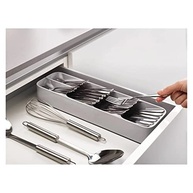 Bandeja Organizadora de Gavetas para Cozinha - 5 Divisórias para Talheres e Facas em Plástico Resistente - imagem 3