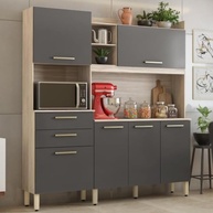 Armário de Cozinha 6 Portas 2 Gavetas Select Demobile Avena Grafito – Organize com Estilo e Funcionalidade - imagem 2