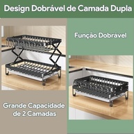 Escorredor de Louça com Porta Talheres - Organizador Preto para Cozinha Moderna - imagem 5