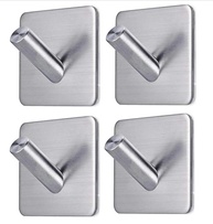 Kit 4 Ganchos Inox Adesivo Reforçado - Multiuso para Banheiro, Quarto e Cozinha - imagem 1