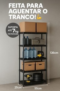 Estante 5 Prateleiras Multiuso: Organize com Estilo em Cozinha, Sala, Escritório ou Quarto - imagem 2