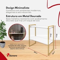 Aparador Buffet Luxo Café Mesa Sala Cozinha Branco e Dourado Romero - Design Elegante e Funcional - imagem 3