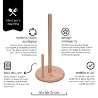 Suporte para Papel Toalha em Bambu - Design Moderno e Ecológico para Cozinha - imagem 4