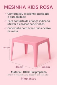 Mesinha Rosa Infantil Injeplastec 1700 - Estilo e Conforto para o Espaço da Criança - imagem 3