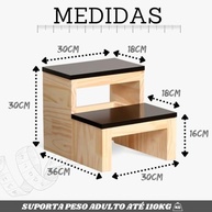Escada Infantil de Madeira com 2 Degraus - Banquinho Laqueado Preto para Banheiro e Crianças - imagem 4