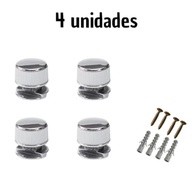 Kit 4 Botões Francês Cromados para Espelhos: Fixação Elegante e Segura - imagem 4