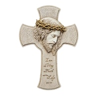 Cruz de Parede de Jesus com Coroa de Espinhos 30,5 cm - Decoração Religiosa com Escritura João 14:6 - imagem 1
