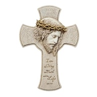 Cruz de Parede de Jesus com Coroa de Espinhos 30,5 cm - Decoração Religiosa com Escritura João 14:6 - imagem 2