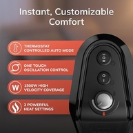 Lasko CT16450 Aquecedor elétrico de cerâmica oscilante portátil pequeno 1500W com termostato manual e proteção de segurança contra superaquecimento para uso doméstico interno, preto - imagem 5