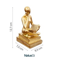 Estátua Decorativa Leitor Pensador em Resina Dourada - Inspire Cultura e Estilo em Casa ou Escritório - imagem 3