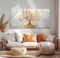 Quadro Decorativo Arvore da Vida em MDF Reflorestado | Conjunto 3 Peças 40x60cm para Decoração de Parede - imagem 3