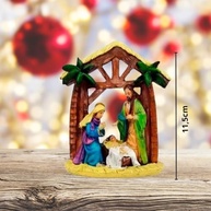 Presépio Sagrada Família em Resina 11x13cm - Decoração Artesanal de Natal com Detalhes Realistas - imagem 4
