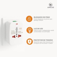 Kit 2 Adaptadores de Tomada Universal Viagem Internacional Bivolt - 150 Países - imagem 3