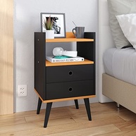 Mesa de Cabeceira Retrô com 2 Gavetas - Kit com 2 Unidades para Decoração de Quarto - imagem 2