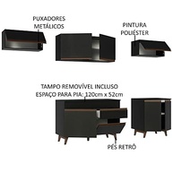 Armário de Cozinha Reims 260cm Preto com Bancada Removível - Madesa - imagem 5