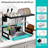 Escorredor de Louça Suspenso 65cm Premium - Organizador de Cozinha com Grande Capacidade - imagem 3