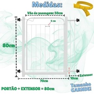 Portão de Segurança Pet e Bebê 70x80cm com Extensor | Proteção Versátil para Cães, Crianças e Corredores - imagem 3