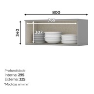 Armário Aéreo de Cozinha 80cm com Porta Basculante para Cozinha Americana Moderna - Henn - imagem 4