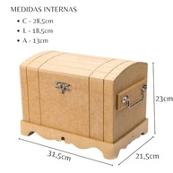 Caixa Baú de Madeira com Ferragem em MDF Cru e Fecho para Cadeado – Segurança e Estilo para Armazenamento - imagem 3