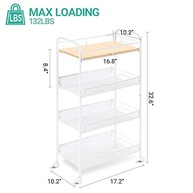 KINGRACK Carrinho Multiuso com 4 Níveis | Mesa de Madeira e Estrutura Metálica Resistente - imagem 4