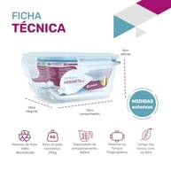 Kit 6 Potes de Vidro Quadrado com Tampa Hermética 320ml - Cor Azul | Organização Moderna e Frescor Duradouro - imagem 3