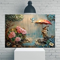 Arte de Parede Vintage Gnome Under Umbrella - Pôster 30x45cm para Decoração Rústica - imagem 2