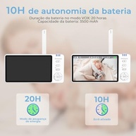 Monitor de Bebê OLANENEM 5" com Câmera 360°, Visão Noturna, Áudio Bidirecional e Bateria de 10h - imagem 5