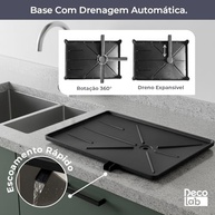 Escorredor de Louça Duplo com Escoamento Automático 360° - Porta Talheres e Pratos, Design Compacto e Moderno (Preto) - imagem 5