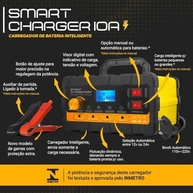 Carregador de Bateria Automotivo Smart Charger 10A Digital - 12V/24V com Voltímetro e Amperímetro - imagem 3