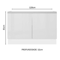 Balcão Gabinete de Pia Madesa Acordes 120cm | MDF Premium com 2 Portas Branco Brilho - imagem 3