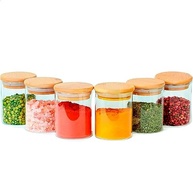 Kit 6 Potes de Vidro 200ml com Tampa de Bambu - Sistema Hermético para Organização da Cozinha - imagem 2