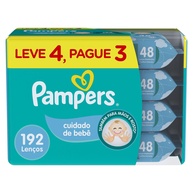 Lenços Umedecidos Pampers Cuidado de Bebê - 192 Unidades Macios e Hipoalergênicos - imagem 1