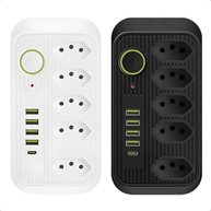 Régua de Energia Premium 10 em 1: 5 Tomadas, 4 USB + 1 USB-C, 2500W, Cabo 1.9m Bivolt - imagem 2