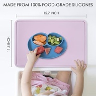 Jogo Americano de Silicone com Bordas Elevadas para Crianças - Tapete Antiderrapante Reutilizável com Design Protetor (Roxo) - imagem 4