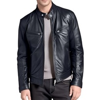 Jaqueta masculina de couro legítimo, couro bovino, motocicleta, motocicleta, motocicleta, jaqueta de couro verdadeiro, preto/marrom - imagem 3