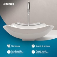 Cuba Pia de Apoio Sobrepor Abaulada 45x31 Branca - Design Moderno em Mármore Sintético para Banheiro e Lavabo - imagem 5