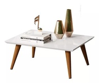 Mesa de Centro Retrô em Branco Brilhante - Design Elegante para Sala de Estar - imagem 1