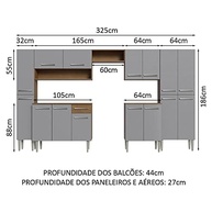 Armário de Cozinha Completa 325cm Cinza/Rustic Emilly Madesa - Design Moderno e Funcionalidade - imagem 3