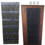Sapateira 24 Nichos com 12 Pares - Organizador de Porta e Parede para Calçados até 42/43 em TNT Preto - imagem 2