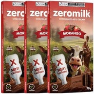 Kit com 3 tabletes de chocolate vegano 40% cacau sabor morango de 70g cada - Zeromilk - imagem 1