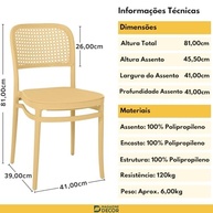 Kit com 4 Cadeiras de Jantar Roma - Design Moderno em Polipropileno Nude - imagem 4