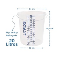 Balde Graduado 20L com Alça de Ferro - Transparente para Limpeza e Organização - imagem 4
