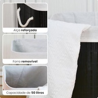 Cesto de Roupa Suja com Alças em Bambu | 50L com Tampa e Forro Removível para Banheiro, Lavanderia e Quarto - imagem 5