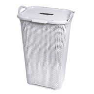 Cesto de Roupa Branco Rattan com Tampa Basculada e Alça - Organize com Estilo e Praticidade - imagem 1