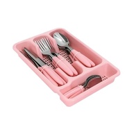 Conjunto de Talheres Rosa 25 Peças com Organizador - Jogo de Talheres Elegante e Durável - imagem 2