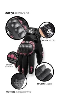 Luva Motoboy Rosa com Proteção de Impacto e Grip Firme | Segurança e Conforto - imagem 4